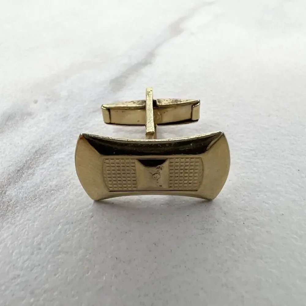 Vintage Textured Gold Tone Single Cufflink